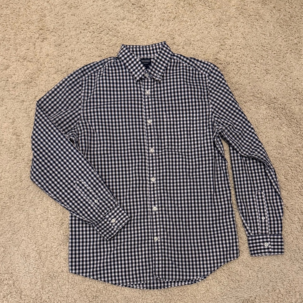 GAP Navy and White Gingham Button-Down Shirt /Small